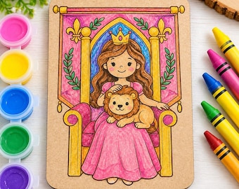 Princess Wooden Paint Boards Kit, Paint Your Own Wooden Princess, Girls Birthday Party Favor, DIY Craft Activity