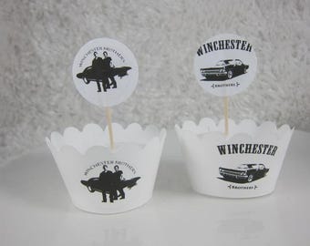 Supernatural Party Picks , Vintage TV Theme Decor,  Birthday Cupcake Toppers,  The Winchester Brothers’ Hunter themed