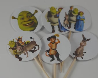 Shrek Birthday Cupcake Toppers, Party Decorations, Picks