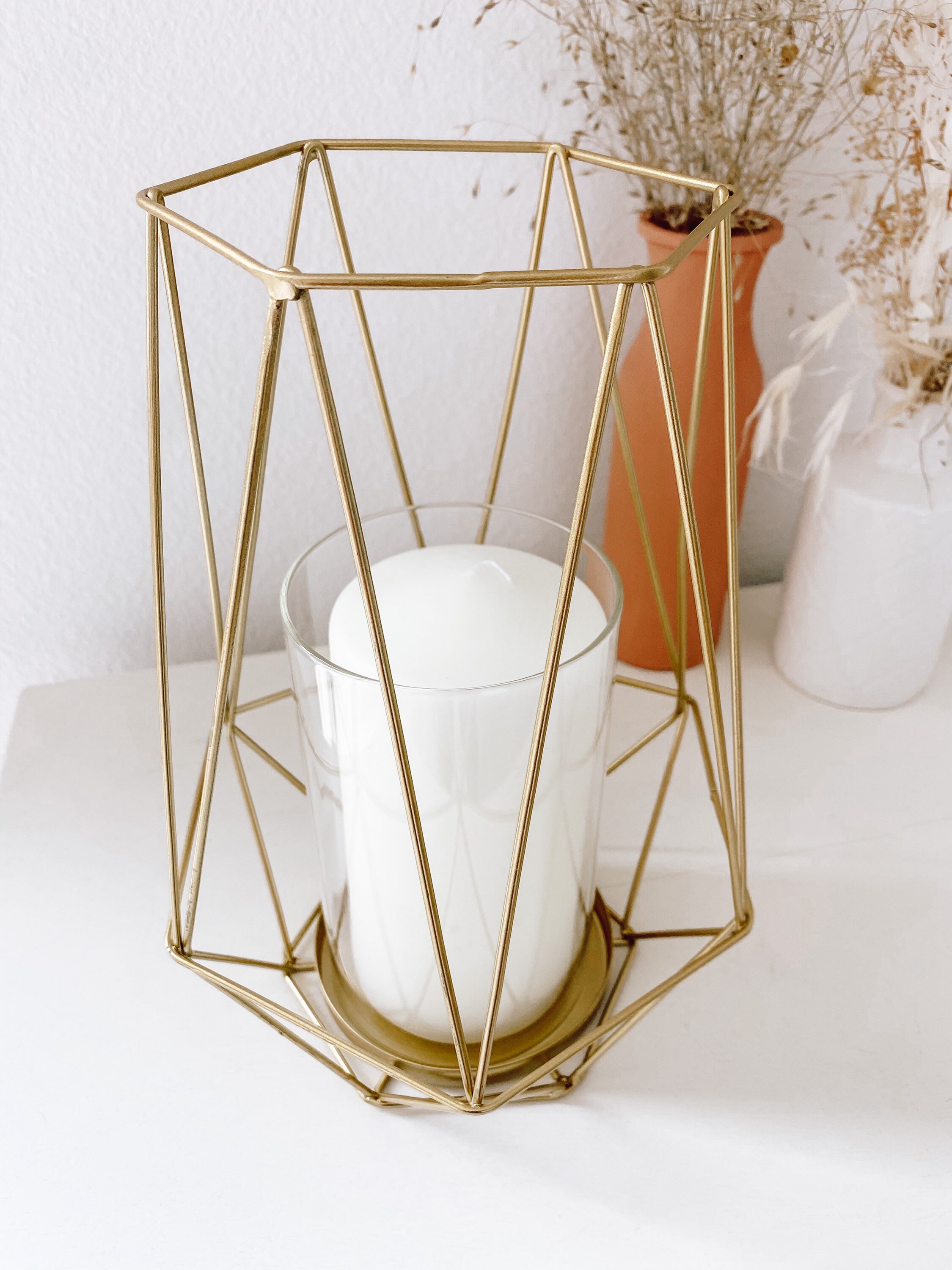 Gold Metal Geometric Hurricane Candle Holder Gold Metal Etsy