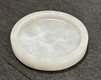 Plateau rond en onyx - Blanc