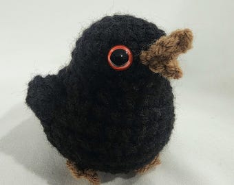 Chubby Crow | Amigurumi Plushie | Handmade Crocheted Stuffed Animal