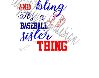 Baseboll och bling systertröja nedladdningsbar SVG/DXF/PNG-fil