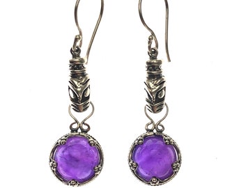 INSEL WOLFKOPF OHRRINGE - Amethyst und Silber (handmade by Viking Kristall)