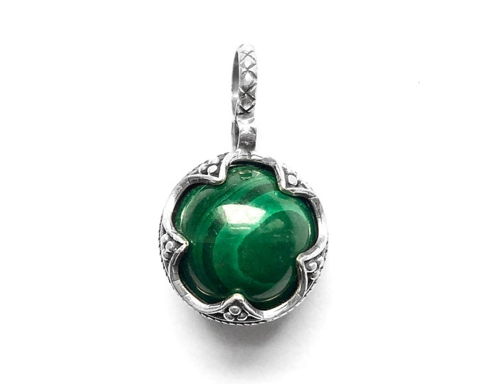 GOTLAND BALL PENDANT - malachite and silver (handmade by Viking Kristall)