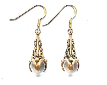 GOTLAND POWER EARRINGS - mountain crystal and bronze (made by Viking Kristall)