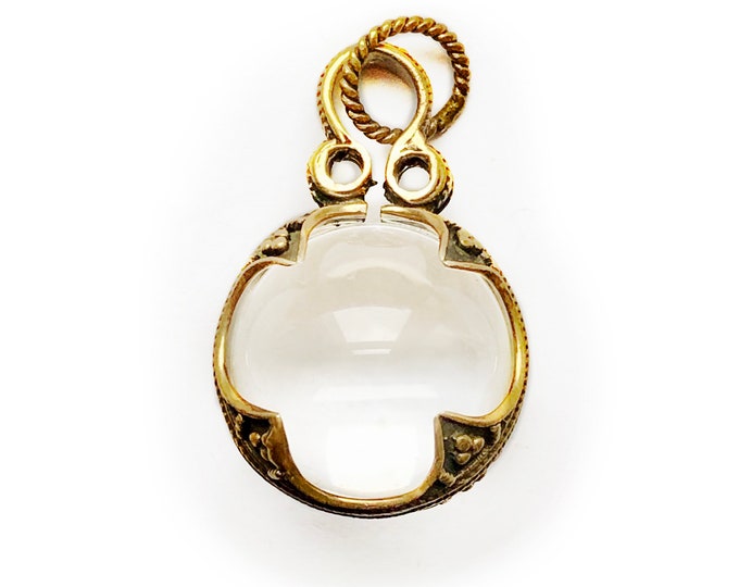medium GOTLAND BALL PENDANT - mountain crystal and bronze (made by Viking Kristall)