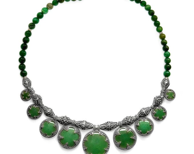GOTLAND AVENTURINE NECKLACE - aventurine and silver (handmade by Viking Kristall)