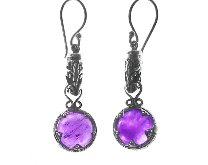 GOTLAND DRAGONHEADS EARRINGS - amethyst and silver (handmade by Viking Kristall)