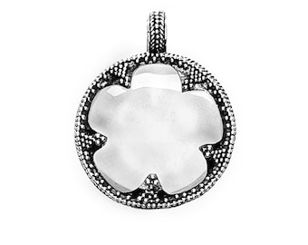 medium GOTLAND LENS PENDANT - mountain crystal and silver (handmade by Viking Kristall)