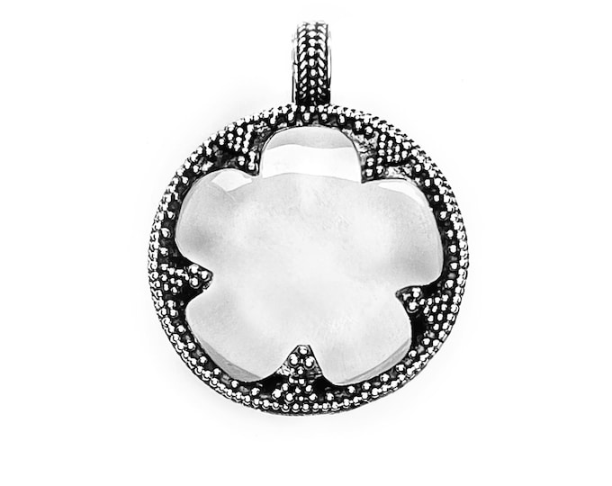 medium GOTLAND LENS PENDANT - mountain crystal and silver (handmade by Viking Kristall)