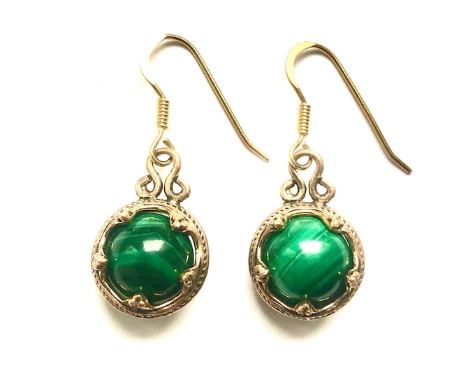GOTLAND BALL EARRINGS - malachite and bronze (made by Viking Kristall)