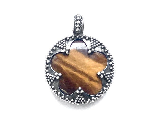 GOTLAND LENS PENDANT - tiger eye and silver (handmade by Viking Kristall)