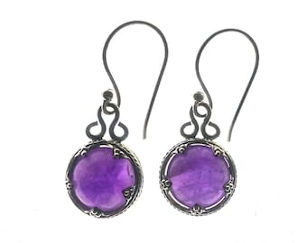 GOTLAND KUGEL OHRRINGE - Amethyst und Silber (handgefertigt von Viking Kristall)