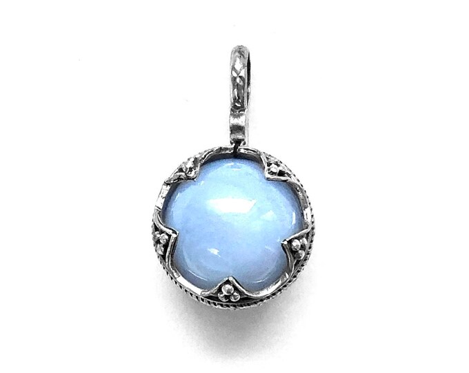 GOTLAND BALL PENDANT - blue lace agat and silver (handmade by Viking Kristall)