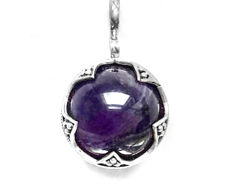 medium GOTLAND BALL PENDANT - amethyst and silver (handmade by Viking Kristall)