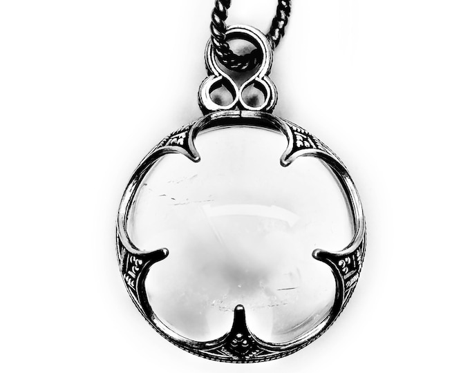 large GOTLAND BALL PENDANT - mountain crystal and silver (handmade by Viking Kristall)