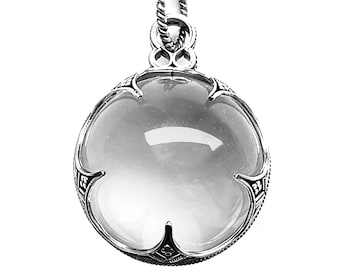 huge GOTLAND BALL PENDANT - mountain crystal and silver (handmade by Viking Kristall)