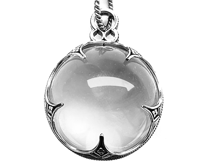 huge GOTLAND BALL PENDANT - mountain crystal and silver (handmade by Viking Kristall)