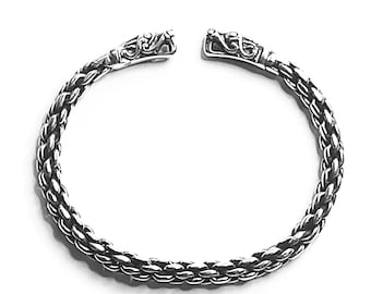 medium GOTLAND DRAGONHEADS BRACELET silver (handmade by Viking Kristall)