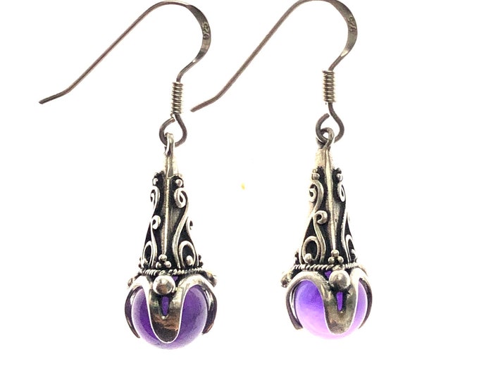GOTLAND POWER EARRINGS - amethyst and silver (handmade by Viking Kristall)
