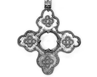 BYZANTINE BIRKA CROSS mountain crystal and silver (handmade by Viking Kristall)