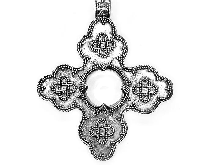 BYZANTINE BIRKA CROSS mountain crystal and silver (handmade by Viking Kristall)
