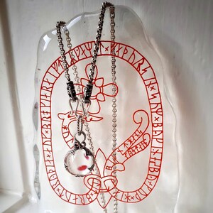 NECKLACE Gotland ball PENDANT & dragonheads CHAIN - silver (handmade by Viking Kristall) image 8