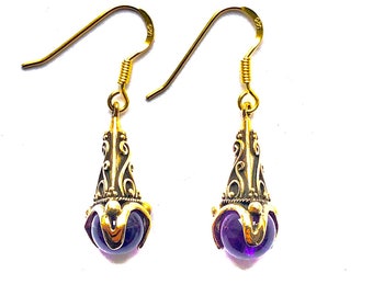 GOTLAND POWER EARRINGS - amethyst and bronze (made by Viking Kristall)