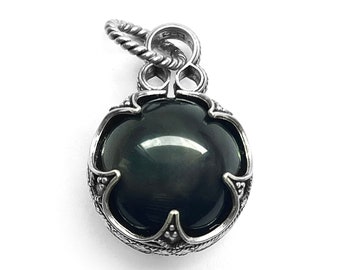 medium GOTLAND BALL PENDANT - rainbow obsidian and silver (handmade by Viking Kristall)