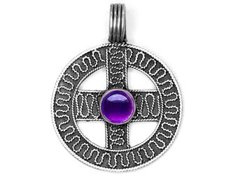 SWEDISH CROSS amethyst and silver (handmade by Viking Kristall)