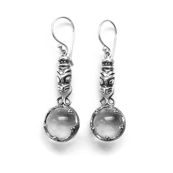 GOTLAND WOLFHEADS EARRINGS - mountain crystal and silver (handmade by Viking Kristall)