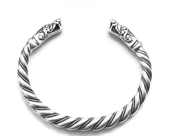 large GOTLAND DRAGONHEADS BRACELET silver (handmade by Viking Kristall)