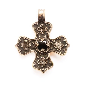 BYZANTINE BIRKA CROSS onyx and bronze (made by Viking Kristall)