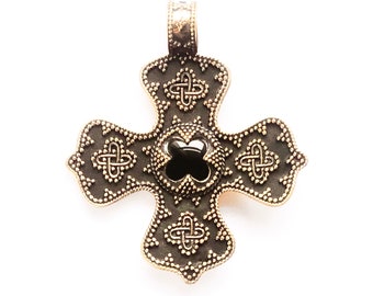 BYZANTINE BIRKA CROSS onyx and bronze (made by Viking Kristall)