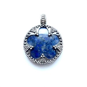 GOTLAND LENS PENDANT - lapis lazuli and silver (handmade by Viking Kristall)
