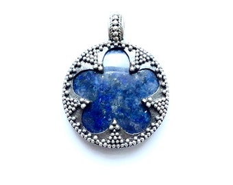 GOTLAND LENS PENDANT - lapis lazuli and silver (handmade by Viking Kristall)
