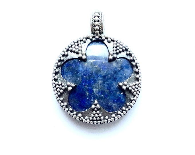 GOTLAND LENS PENDANT - lapis lazuli and silver (handmade by Viking Kristall)