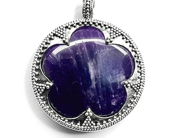 large GOTLAND LENS PENDANT - amethyst and silver (handmade by Viking Kristall)