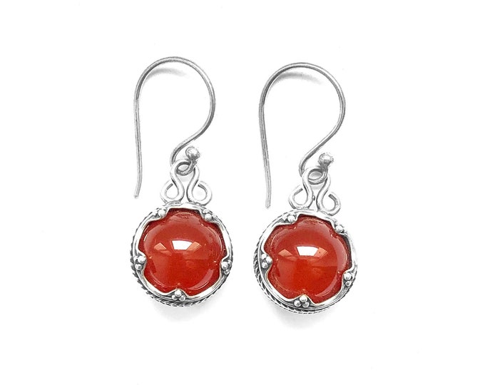 GOTLAND BALL EARRINGS - carnelian and silver (handmade by Viking Kristall)