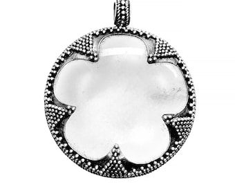 large GOTLAND LENS PENDANT - mountain crystal and silver (handmade by Viking Kristall)