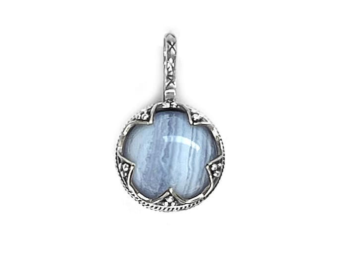 GOTLAND BALL PENDANT - blue lace agat and silver (handmade by Viking Kristall)