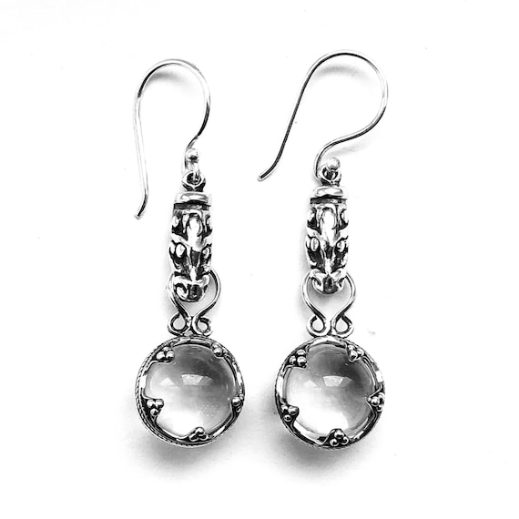 GOTLAND DRAGONHEADS EARRINGS - mountain crystal and silver (handmade by Viking Kristall)