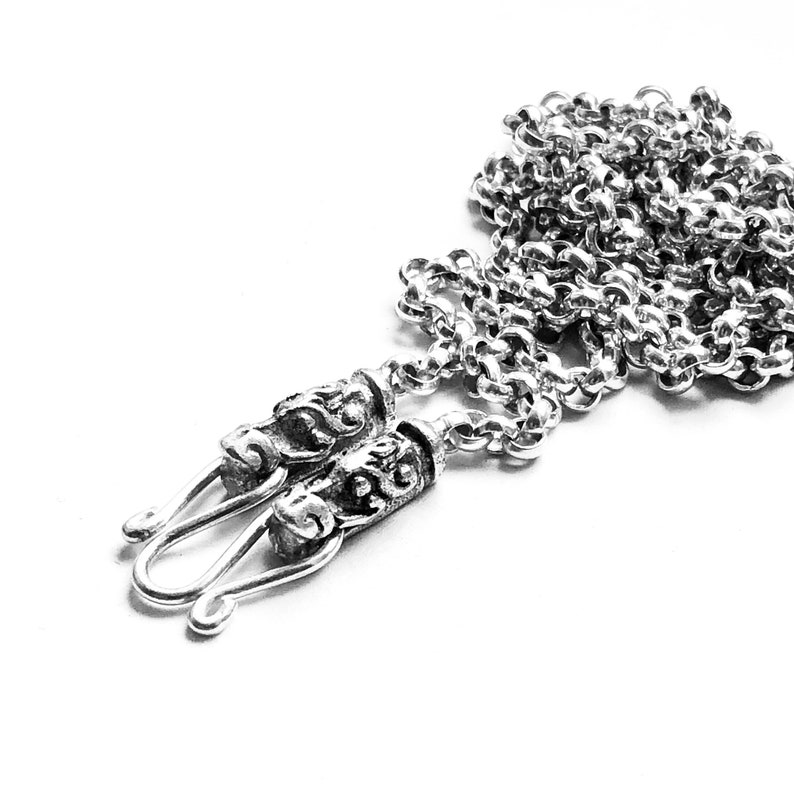 NECKLACE Gotland ball PENDANT & dragonheads CHAIN - silver (handmade by Viking Kristall) image 4