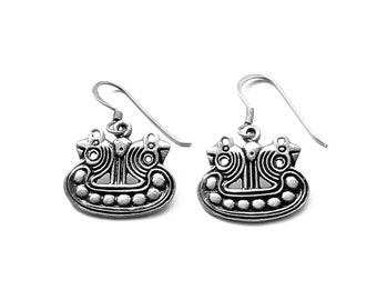 BORNHOLM SHIP EARRINGS silver (made by Viking Kristall)