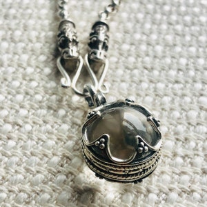 NECKLACE Gotland ball PENDANT & dragonheads CHAIN - silver (handmade by Viking Kristall) image 5