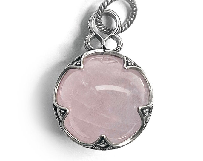 medium GOTLAND BALL PENDANT - rose quartz and silver (handmade by Viking Kristall)