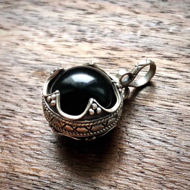 GOTLAND BALL PENDANT onyx and silver handmade by Viking Kristall image 7