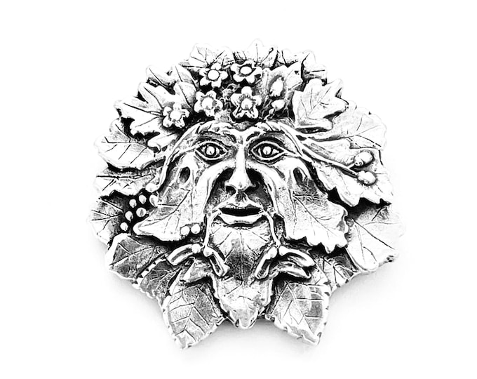 GREEN MAN BROOCH silver (made by Viking Kristall)