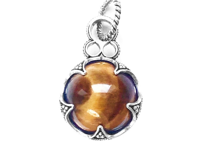 medium GOTLAND BALL PENDANT - tiger eye and silver (handmade by Viking Kristall)